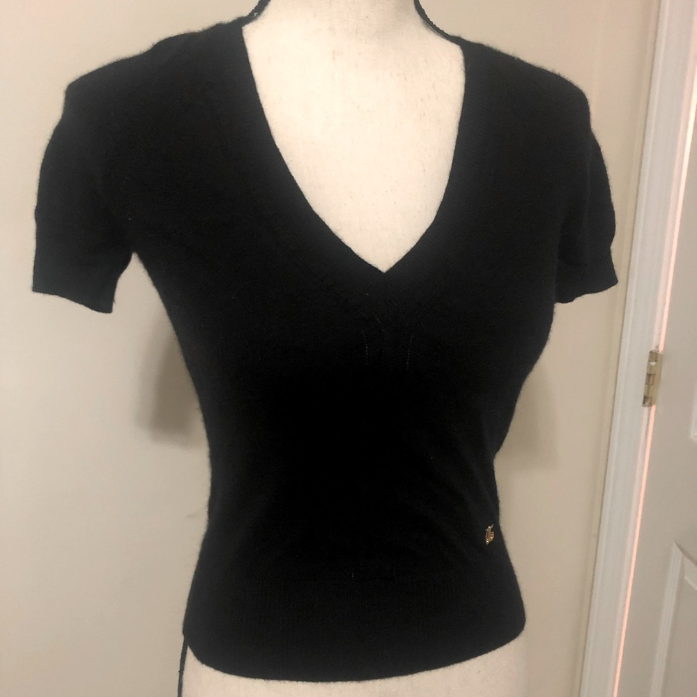 DOLCE & GABBANA Black Wool Short Sleeve  Top Size S